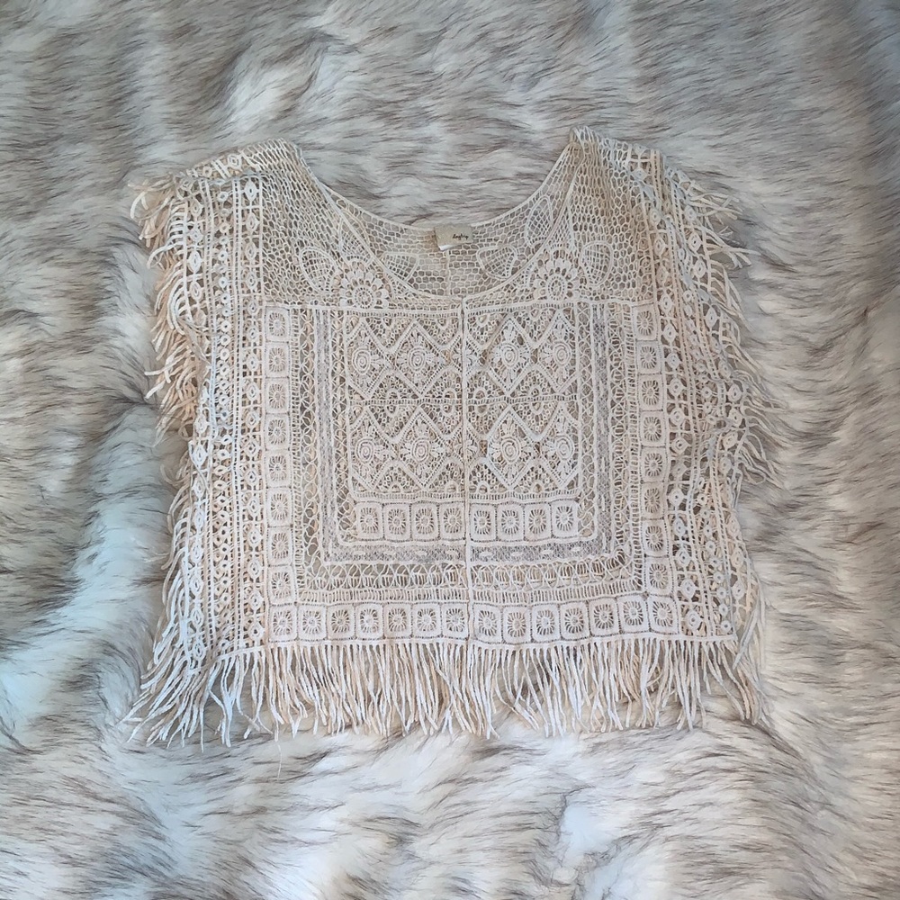 Off White Boho Fringe Blouse